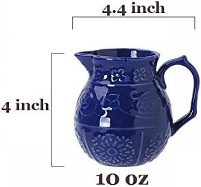 CHOOLD Blue Embossed Ceramic Sugar and Creamer Set with Lid Spoon