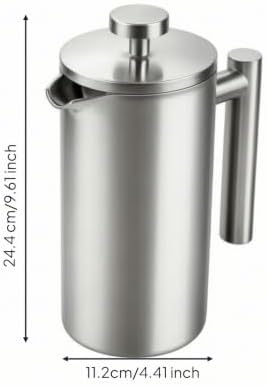 French Press Coffee Maker, Stainless Steel, 1500ml/50oz