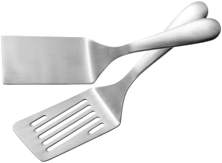 IMEEA Small Stainless Steel Spatula Set 10-Inch Flat & Slotted Turner