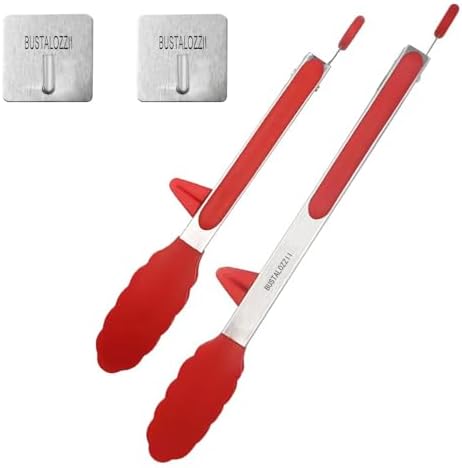 Kitchen Tongs with Silicone Tips 12-9Inch, Red