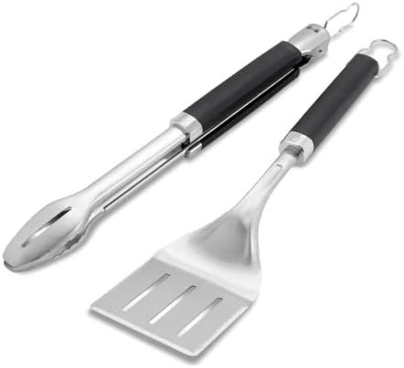 Weber Precision Tongs and Spatula Grilling Tool Set, Stainless Steel