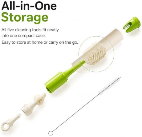 Baby Bottle Brush Set, 5 Cleaning Tools, Green