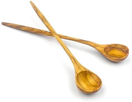 WONDERFUL 100% Natural Olive Wood Long Handle Spoons for Coffee, Tea