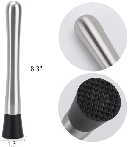 4 Pack Muddlers for Cocktail 304 Stainless Steel Fruit Crusher 8.3"
