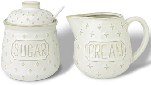 GDCZ Ceramic Sugar and Creamer Set, Coffee Serving Set (White)