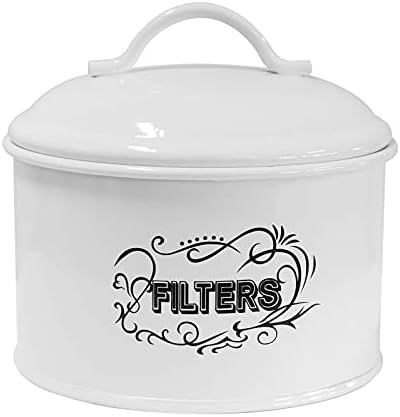 SOTECH Coffee Filter Holder Storage,White Basket Enamel Filter Jar
