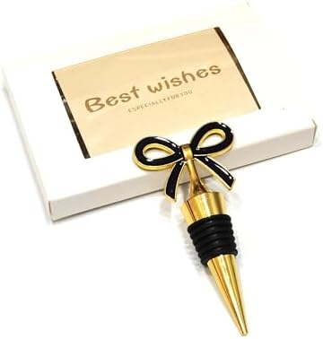 Bow Wine Stoppers for Wine Bottles 3 Packs - Golden Bowtie Stopper