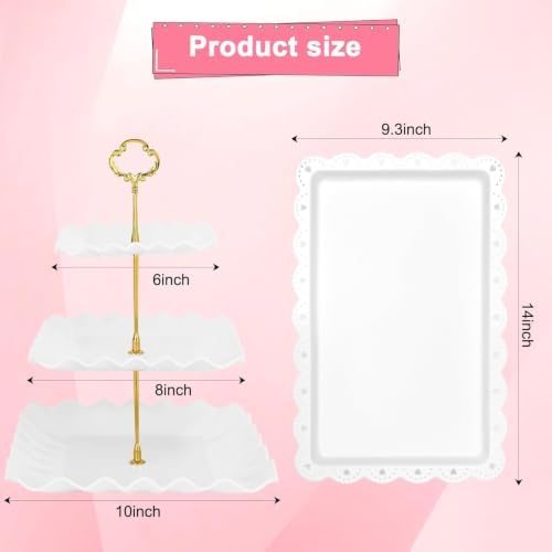5 Pcs Dessert Table Display Set - 2 Pcs 3-Tier Dessert Display Stands
