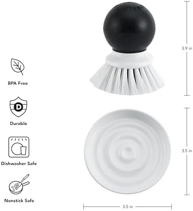KitchenAid Palm Brush with Dish Tray, 2 Piece, Black