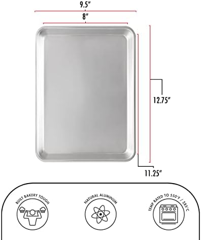 Fat Daddio's Natural Aluminum Quarter Sheet Pan, 2-Pack