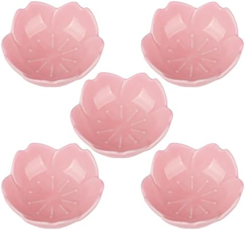 WHJY Pink Cherry Blossom Dish Set, Cute Pink Ceramic Plates