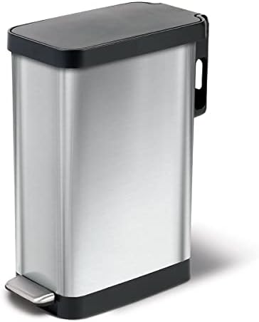 Glad Slim Trash Can, 12 Gallon, Stainless Steel