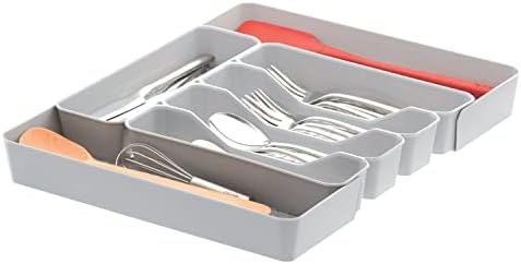 Spectrum HEXA 5-Divider Expandable Silverware Tray (Stone Gray)