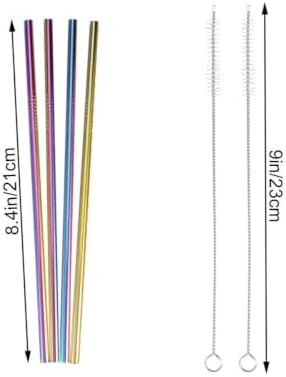 Drinking Straws, Reusable Set Stainless Steel Rainbow 8pcs