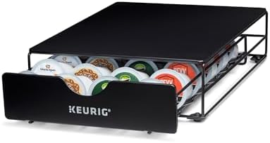 Keurig Slim Non-Rolling Storage Drawer, Coffee Pod Storage, Holds up to 24 Keurig K-Cup Pods, Black, Storage Drawer - 24ct, 9.2 x 3.3 x 12.2 inches