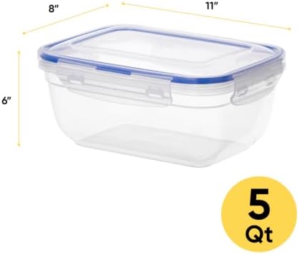 Large Plastic Food Storage Container with airtight Lid for Pantry