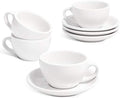 LE TAUCI 6 oz Cappuccino Cups with Saucers, Set of 4 Ceramic Coffee