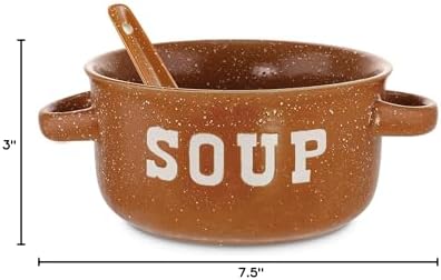 ZENVY Soup Bowl Set of 4 | Ceramic Soup Bowls and Spoons | 22 Ounce