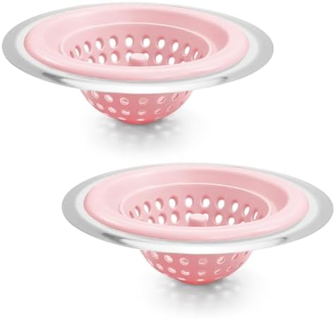 Silicone Kitchen Sink Strainer, 2 Pack, Pink