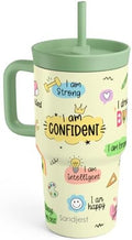 SANDJEST Inspiration Tumbler 20oz with Handle and Silicone Straw