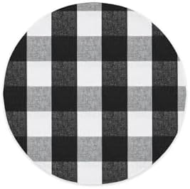 Black & White Cotton Buffalo Check Round Placemat, Set of 4, 15 Inch