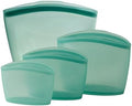 Blue Ginkgo Silicone Food Storage Bags, 4-Pack, Reusable, Made in