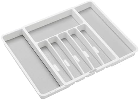 madesmart Classic Expandable Compartment Silverware Tray, White