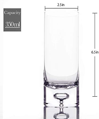 LEMONSODA Crystal Bubble Base Collins Highball Glass, Set of 4, 12oz