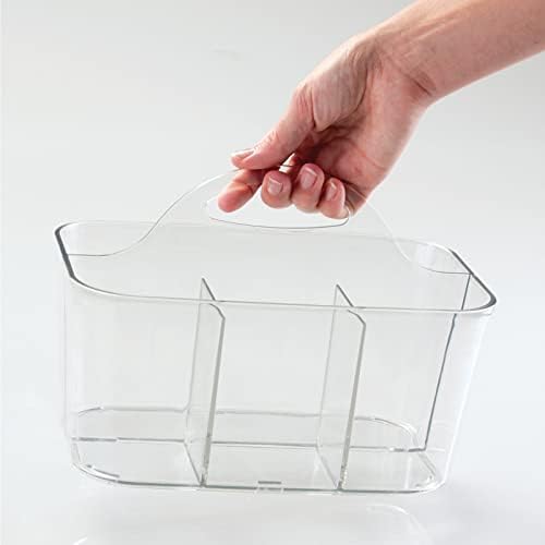 mDesign Plastic Cutlery Storage Caddy with Handle, Clear