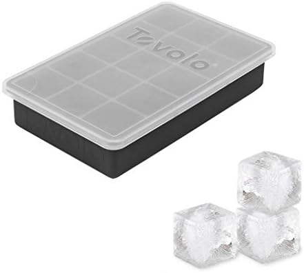 Tovolo Silicone Ice Cube Tray with Lid for Freezer Charcoal Gray
