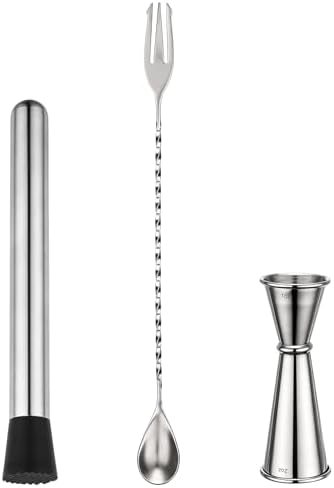 3 Pack Bar Tools, Includes 9.72" Muddler for Cocktails, 11.8" Bar