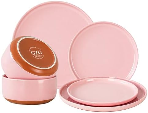 GZG Modern Art Series Speckled Stoneware Dinnerware Set, Blush Pink