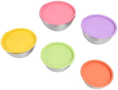 5PCS Stainless Steel Mixing Bowls with Airtight Lids for Kitchen