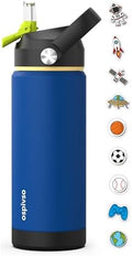 Kids Blue Water Bottle for School,Boys 18 oz Insulated Stainless Steel