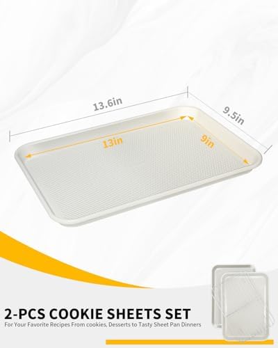 2-Pack 9x13 Quarter Sheet Pan Baking Sheet Set with Wire Rack