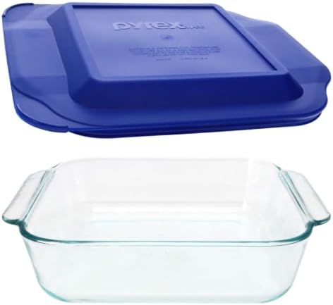Pyrex 222 2-Qt Glass Baking Dish with Blue Lagoon Lid