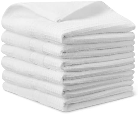 Amazon Basics Organic Cotton Waffle Weave Kitchen Dish Towels, Ultra
