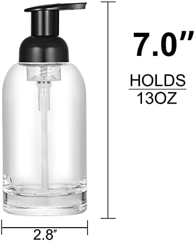 CHBJDAN 2 Pack Thick Clear Glass Jar Soap Dispenser with Foaming Pump