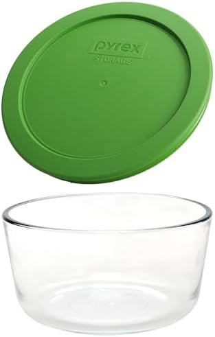 Pyrex 7201 (4-Cup) Glass Bowl with Lawn Green Lid - Made in USA
