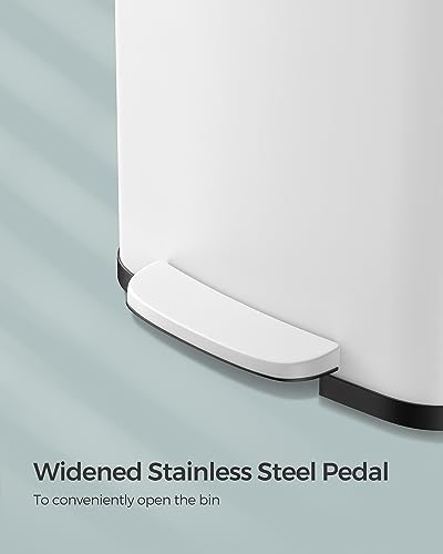 SONGMICS Kitchen Trash Can, 13-Gallon, Stainless Steel