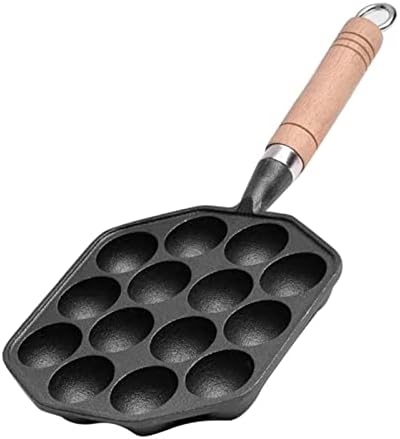 14 Holes Takoyaki Pan, 1.5" Holes Dia Nonstick Cast Iron Octopus Meat Balls Mold Maker, Takoyaki Maker with Detachable Handle, Takoyaki Pan Cast Iron for Home Pancake Baking