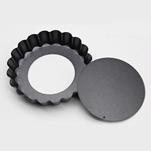6PCS Non Stick Carbon Steel Tart Pan Removable Bottom Quiche Pan for