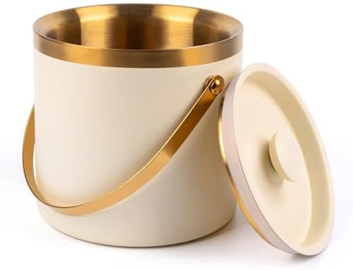 3L beige white Double Wall Insulated Stainless Steel Ice Bucket with