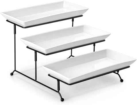 MALACASA 3 Tier Serving Trays, White Porcelain Serving Platters