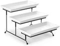 MALACASA 3 Tier Serving Trays, White Porcelain Serving Platters