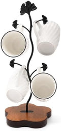 Coffee Mug Holder for Countertop, Ginkgo Leaf Mug Tree with 4 Hooks