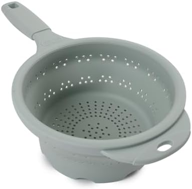 Dexas 8" Collapsible Silicone Strainer in Sage, Kitchen Strainer with