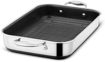 HexClad Hybrid 9x13 Inch Rectangular Nonstick Roasting Pan with Rack