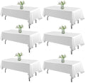 WIGENIUS 6 Pack White Table Cloth Rectangle 60X102 Inch Tablecloth Fit