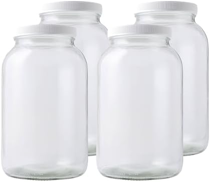4-Pack 1 Gallon Wide Mouth Glass Jars with Lids